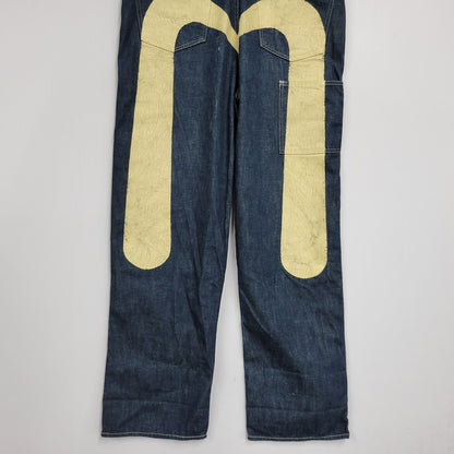 【中古品】【メンズ】 EVISU エヴィス ビックカモメ PAINT DOUBLEKNEE DENIM OVERALL ペイント ダブルニー デニム オーバーオール 145-260916-ya-10-izu サイズ：30 カラー：インディゴ 万代Net店