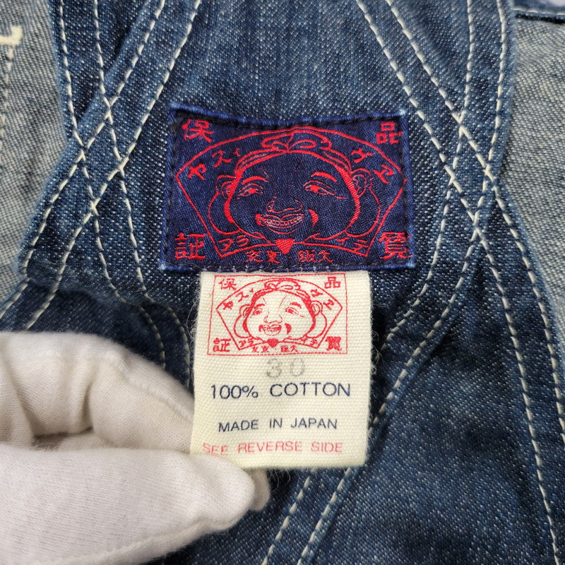 【中古品】【メンズ】 EVISU エヴィス ビックカモメ PAINT DOUBLEKNEE DENIM OVERALL ペイント ダブルニー デニム オーバーオール 145-260916-ya-10-izu サイズ：30 カラー：インディゴ 万代Net店