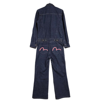 【中古品】【レディース】 EVISU DONNA エヴィス ドンナ カモメ PAINT DENIM ALL-IN-ONE ペイント デニム オールイオンワン 168-260916-ya-11-izu サイズ：US S カラー：インディゴ 万代Net店