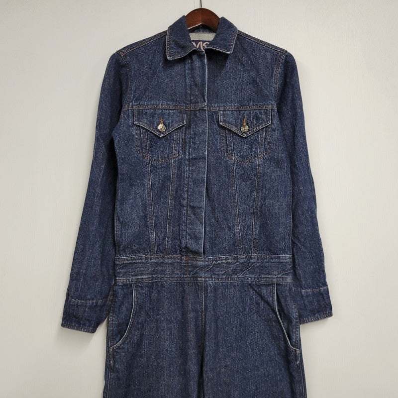 【中古品】【レディース】 EVISU DONNA エヴィス ドンナ カモメ PAINT DENIM ALL-IN-ONE ペイント デニム オールイオンワン 168-260916-ya-11-izu サイズ：US S カラー：インディゴ 万代Net店