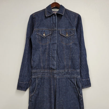 【中古品】【レディース】 EVISU DONNA エヴィス ドンナ カモメ PAINT DENIM ALL-IN-ONE ペイント デニム オールイオンワン 168-260916-ya-11-izu サイズ：US S カラー：インディゴ 万代Net店
