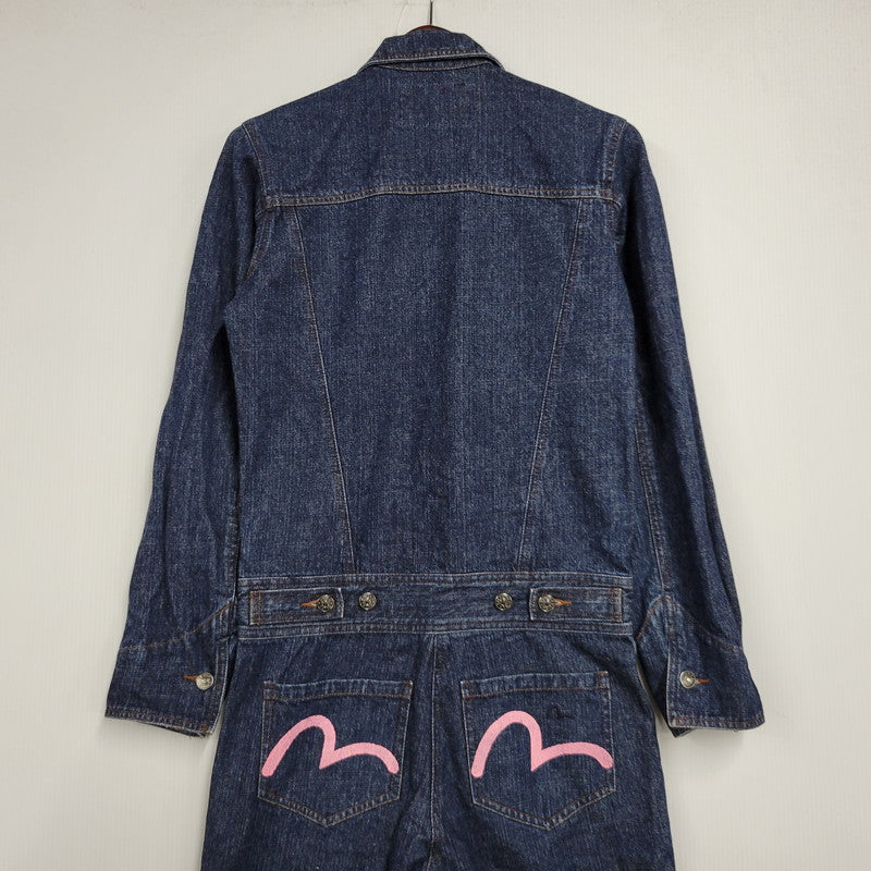 【中古品】【レディース】 EVISU DONNA エヴィス ドンナ カモメ PAINT DENIM ALL-IN-ONE ペイント デニム オールイオンワン 168-260916-ya-11-izu サイズ：US S カラー：インディゴ 万代Net店
