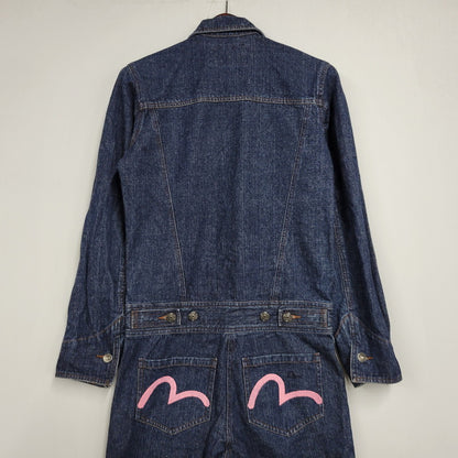 【中古品】【レディース】 EVISU DONNA エヴィス ドンナ カモメ PAINT DENIM ALL-IN-ONE ペイント デニム オールイオンワン 168-260916-ya-11-izu サイズ：US S カラー：インディゴ 万代Net店