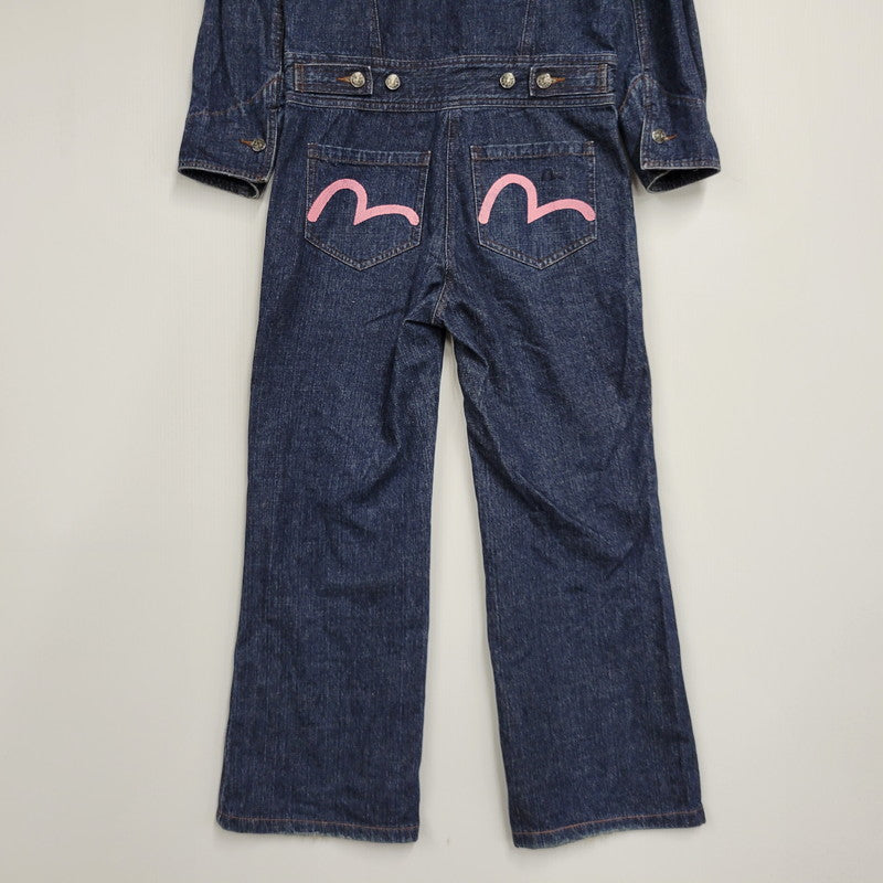 【中古品】【レディース】 EVISU DONNA エヴィス ドンナ カモメ PAINT DENIM ALL-IN-ONE ペイント デニム オールイオンワン 168-260916-ya-11-izu サイズ：US S カラー：インディゴ 万代Net店