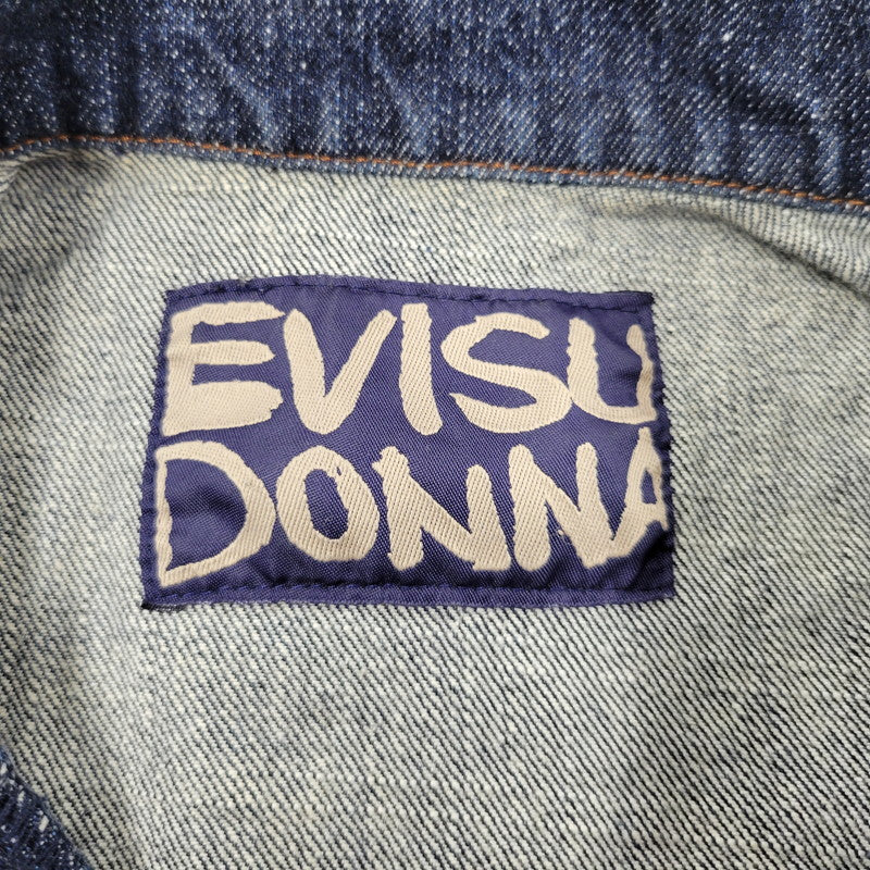 【中古品】【レディース】 EVISU DONNA エヴィス ドンナ カモメ PAINT DENIM ALL-IN-ONE ペイント デニム オールイオンワン 168-260916-ya-11-izu サイズ：US S カラー：インディゴ 万代Net店