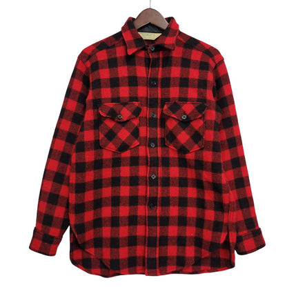 【中古品】【メンズ】 L.L.BEAN エルエルビーン 1632 USA製 80’S WOOL CHECK SHIRT ウール チェック シャツ トップス 長袖 146-260916-ya-02-izu サイズ：M カラー：レッド×ブラック 万代Net店