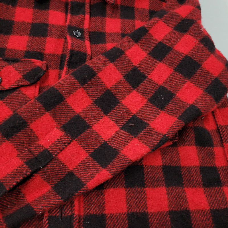 【中古品】【メンズ】 L.L.BEAN エルエルビーン 1632 USA製 80’S WOOL CHECK SHIRT ウール チェック シャツ トップス 長袖 146-260916-ya-02-izu サイズ：M カラー：レッド×ブラック 万代Net店