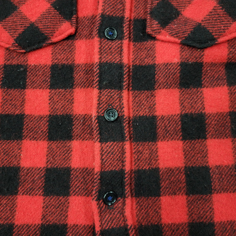 【中古品】【メンズ】 L.L.BEAN エルエルビーン 1632 USA製 80’S WOOL CHECK SHIRT ウール チェック シャツ トップス 長袖 146-260916-ya-02-izu サイズ：M カラー：レッド×ブラック 万代Net店