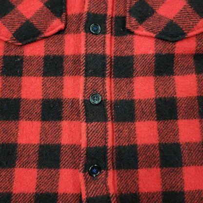 【中古品】【メンズ】 L.L.BEAN エルエルビーン 1632 USA製 80’S WOOL CHECK SHIRT ウール チェック シャツ トップス 長袖 146-260916-ya-02-izu サイズ：M カラー：レッド×ブラック 万代Net店
