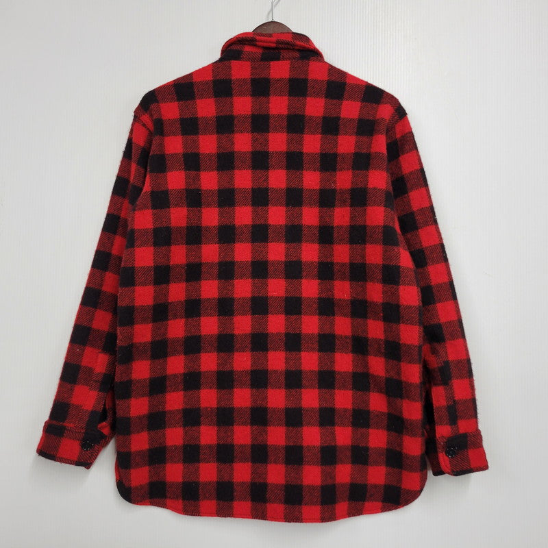 【中古品】【メンズ】 L.L.BEAN エルエルビーン 1632 USA製 80’S WOOL CHECK SHIRT ウール チェック シャツ トップス 長袖 146-260916-ya-02-izu サイズ：M カラー：レッド×ブラック 万代Net店
