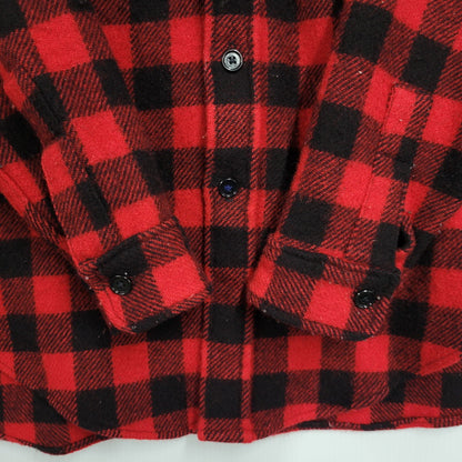 【中古品】【メンズ】 L.L.BEAN エルエルビーン 1632 USA製 80’S WOOL CHECK SHIRT ウール チェック シャツ トップス 長袖 146-260916-ya-02-izu サイズ：M カラー：レッド×ブラック 万代Net店