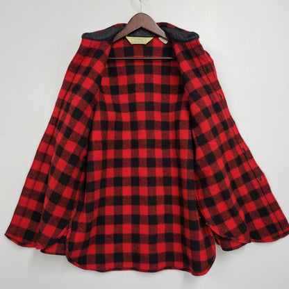 【中古品】【メンズ】 L.L.BEAN エルエルビーン 1632 USA製 80’S WOOL CHECK SHIRT ウール チェック シャツ トップス 長袖 146-260916-ya-02-izu サイズ：M カラー：レッド×ブラック 万代Net店
