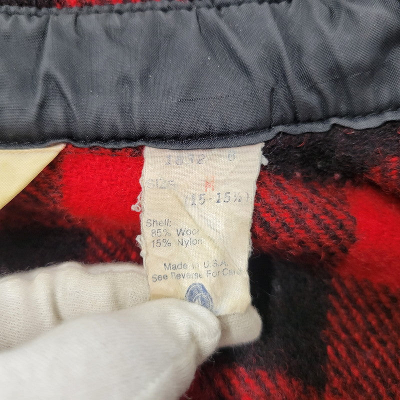 【中古品】【メンズ】 L.L.BEAN エルエルビーン 1632 USA製 80’S WOOL CHECK SHIRT ウール チェック シャツ トップス 長袖 146-260916-ya-02-izu サイズ：M カラー：レッド×ブラック 万代Net店
