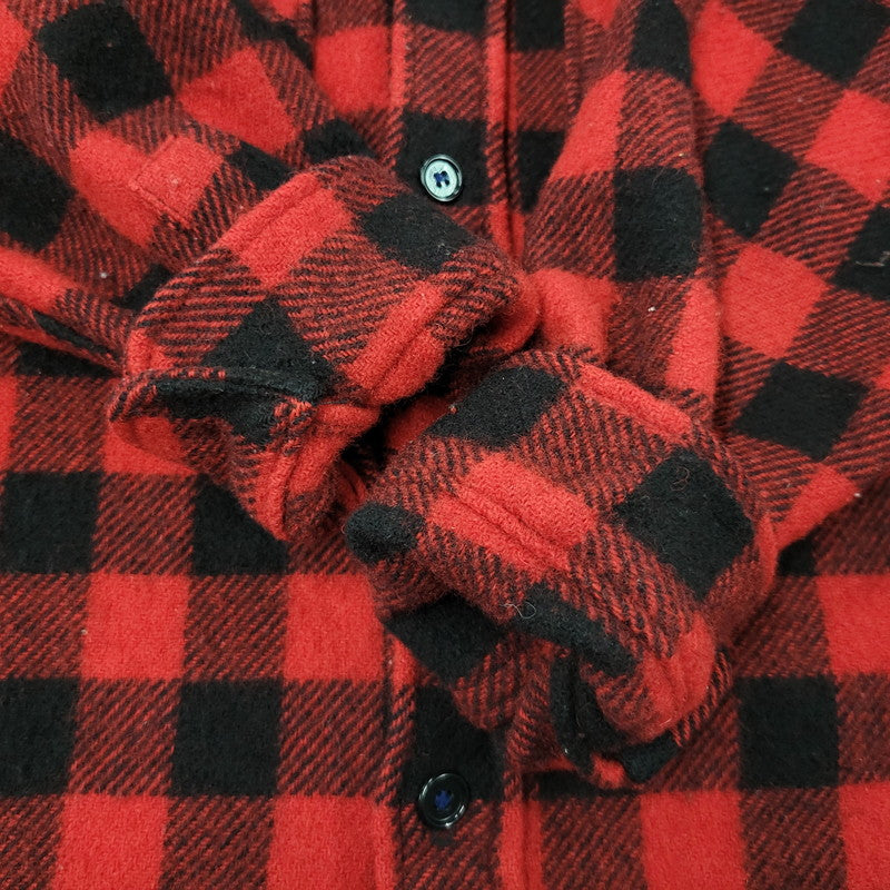 【中古品】【メンズ】 L.L.BEAN エルエルビーン 1632 USA製 80’S WOOL CHECK SHIRT ウール チェック シャツ トップス 長袖 146-260916-ya-02-izu サイズ：M カラー：レッド×ブラック 万代Net店