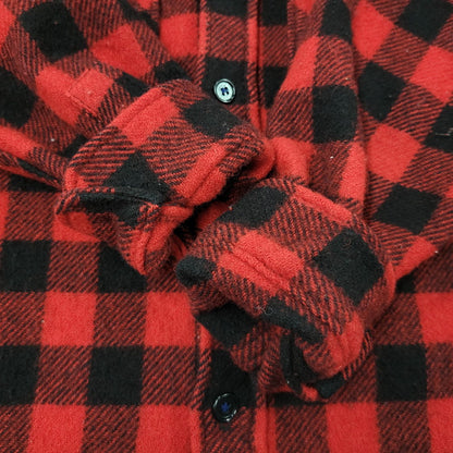 【中古品】【メンズ】 L.L.BEAN エルエルビーン 1632 USA製 80’S WOOL CHECK SHIRT ウール チェック シャツ トップス 長袖 146-260916-ya-02-izu サイズ：M カラー：レッド×ブラック 万代Net店
