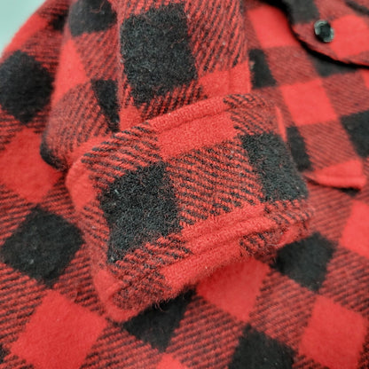 【中古品】【メンズ】 L.L.BEAN エルエルビーン 1632 USA製 80’S WOOL CHECK SHIRT ウール チェック シャツ トップス 長袖 146-260916-ya-02-izu サイズ：M カラー：レッド×ブラック 万代Net店