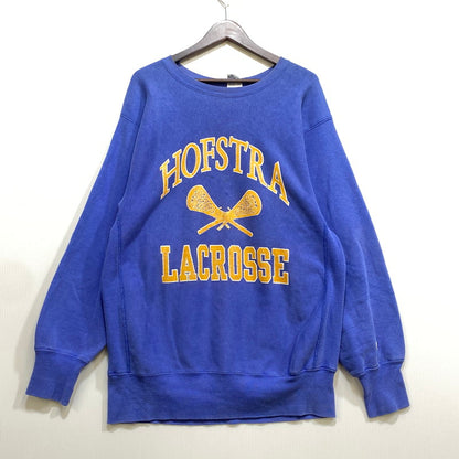【現状渡し品】【メンズ】 CHAMPION チャンピオン USA製 90’S HOFSTR LACROSSE REVERSEWEAVE SWEATSHIRT ホフストラ ラクロス リバースウィーブ スウェットシャツ トップス 長袖 146-260915-ya-15-izu サイズ：XL カラー：ブルー 万代Net店