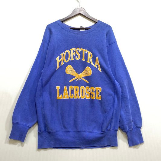 【現状渡し品】【メンズ】 CHAMPION チャンピオン USA製 90’S HOFSTR LACROSSE REVERSEWEAVE SWEATSHIRT ホフストラ ラクロス リバースウィーブ スウェットシャツ トップス 長袖 146-260915-ya-15-izu サイズ：XL カラー：ブルー 万代Net店