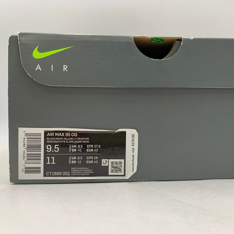 【中古品】【メンズ】 NIKE ナイキ CT1689-001 AIR MAX 95 OG エア マックス オリジナル スニーカー シューズ 靴 160-260915-cs-14-izu サイズ：27.5cm カラー：BLACK/NEON YELLOW-LT GRAPHITE 万代Net店