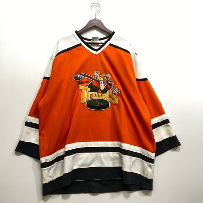 【中古品】【メンズ】 DISNEY ディズニー タイ製 TIGGER'S HOCKEY SHIRT ティガーズ ホッケー シャツ トップス 長袖 146-260915-ya-14-izu サイズ：XL カラー：オレンジ 万代Net店