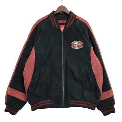 【中古品】【メンズ】 NFL エヌエフエル SAN FRANCISCO サンフランシスコ 49ERS SUEDE LEATHER STADIUM JACKET スエード レザー スタジアム ジャケット アウター 146-260916-ya-09-izu サイズ：XL カラー：ブラック×レッド系 万代Net店