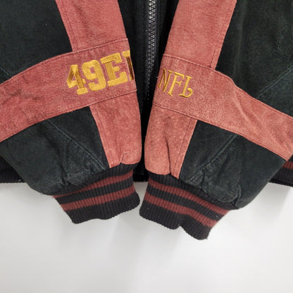 【中古品】【メンズ】 NFL エヌエフエル SAN FRANCISCO サンフランシスコ 49ERS SUEDE LEATHER STADIUM JACKET スエード レザー スタジアム ジャケット アウター 146-260916-ya-09-izu サイズ：XL カラー：ブラック×レッド系 万代Net店