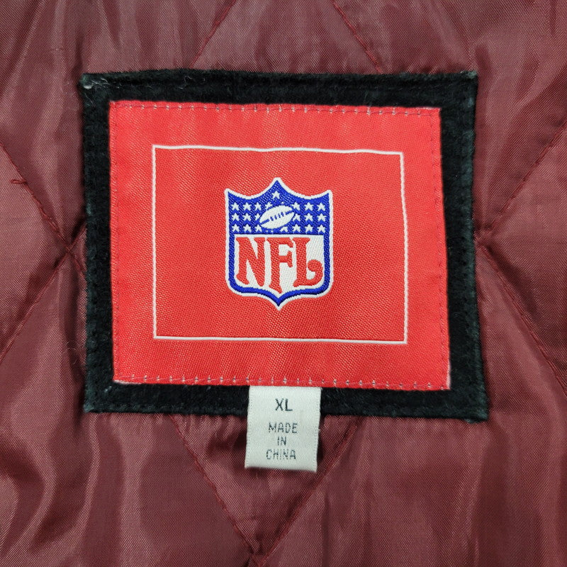 【中古品】【メンズ】 NFL エヌエフエル SAN FRANCISCO サンフランシスコ 49ERS SUEDE LEATHER STADIUM JACKET スエード レザー スタジアム ジャケット アウター 146-260916-ya-09-izu サイズ：XL カラー：ブラック×レッド系 万代Net店