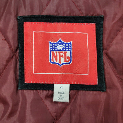 【中古品】【メンズ】 NFL エヌエフエル SAN FRANCISCO サンフランシスコ 49ERS SUEDE LEATHER STADIUM JACKET スエード レザー スタジアム ジャケット アウター 146-260916-ya-09-izu サイズ：XL カラー：ブラック×レッド系 万代Net店