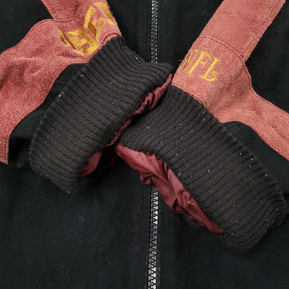 【中古品】【メンズ】 NFL エヌエフエル SAN FRANCISCO サンフランシスコ 49ERS SUEDE LEATHER STADIUM JACKET スエード レザー スタジアム ジャケット アウター 146-260916-ya-09-izu サイズ：XL カラー：ブラック×レッド系 万代Net店