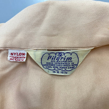 【現状渡し品】【メンズ】 PILGRIM ピルグリム 雪タグ NYLON WOVEN WITH ACETATE LS SHIRT ロングスリーブ シャツ トップス　 146-260917-kh-16-izu サイズ：M カラー：サーモンピンク系 万代Net店