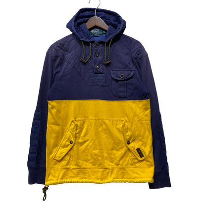 【中古品】【メンズ】 POLO BY RALPH LAUREN 90S CUSTOM FIT2-TONE SWEAT ANORAK PARKA カスタム フィット ツートーン スウェット アノラック パーカー トップス 長袖 146-260923-cs-13-izu サイズ：S カラー：ネイビー×イエロー 万代Net店