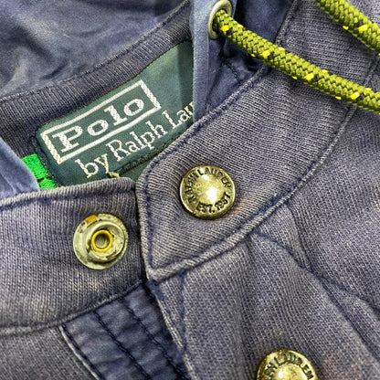 【中古品】【メンズ】 POLO BY RALPH LAUREN 90S CUSTOM FIT2-TONE SWEAT ANORAK PARKA カスタム フィット ツートーン スウェット アノラック パーカー トップス 長袖 146-260923-cs-13-izu サイズ：S カラー：ネイビー×イエロー 万代Net店