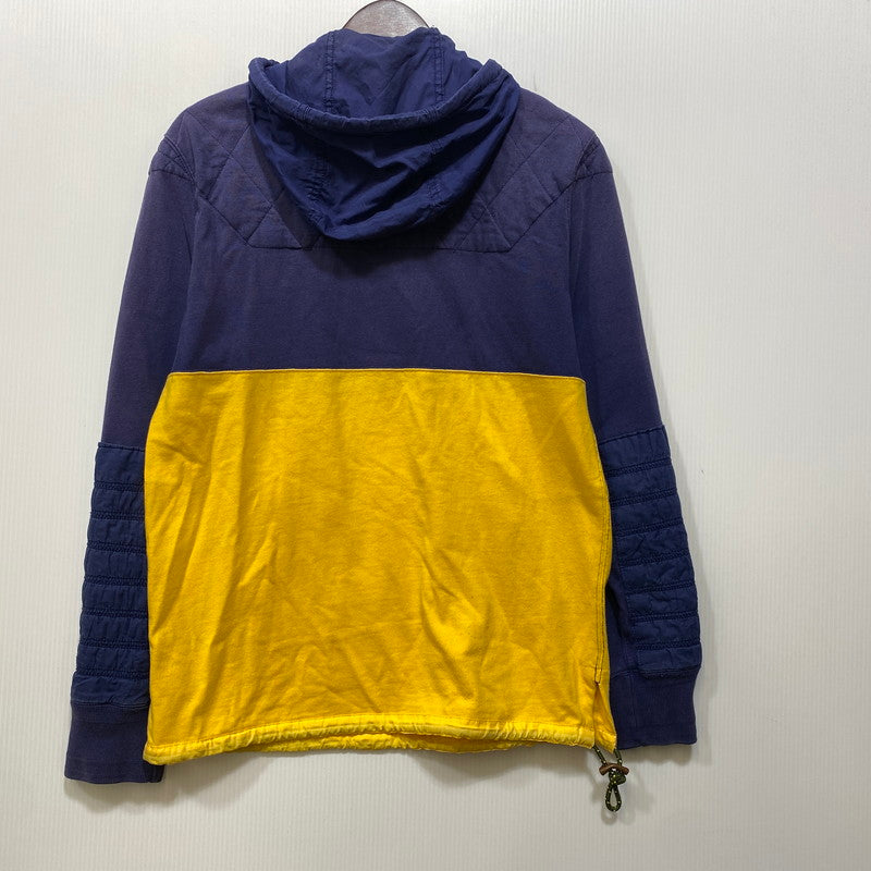 【中古品】【メンズ】 POLO BY RALPH LAUREN 90S CUSTOM FIT2-TONE SWEAT ANORAK PARKA カスタム フィット ツートーン スウェット アノラック パーカー トップス 長袖 146-260923-cs-13-izu サイズ：S カラー：ネイビー×イエロー 万代Net店