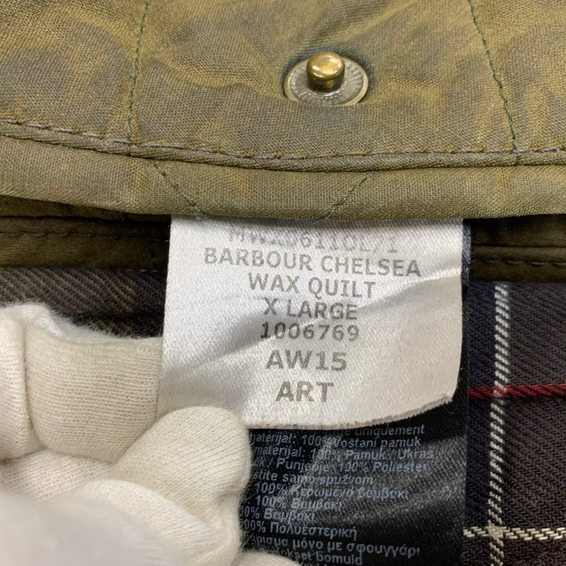 【現状渡し品】【メンズ】 BARBOUR バーブァー MWX0611OL71 15AW CHELSEA WAXED QUILTED JACKET チェルシー ワックスド キルティング ジャケット アウター 144-260915-cs-08-izu サイズ：XL カラー：カーキ 万代Net店