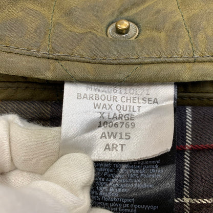 【現状渡し品】【メンズ】 BARBOUR バーブァー MWX0611OL71 15AW CHELSEA WAXED QUILTED JACKET チェルシー ワックスド キルティング ジャケット アウター 144-260915-cs-08-izu サイズ：XL カラー：カーキ 万代Net店