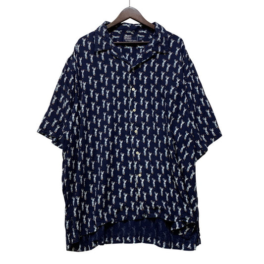 【中古品】【メンズ】 POLO BY RALPH LAUREN ポロバイラルフローレン BERKLEY RAYON OPEN COLLAR SS SHIRT バークリー レーヨン オープン カラー ショートスリーブ シャツ トップス 半袖 146-260918-cs-03-izu サイズ：XXL カラー：ネイビー 万代Net店