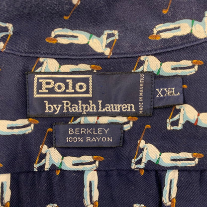 【中古品】【メンズ】 POLO BY RALPH LAUREN ポロバイラルフローレン BERKLEY RAYON OPEN COLLAR SS SHIRT バークリー レーヨン オープン カラー ショートスリーブ シャツ トップス 半袖 146-260918-cs-03-izu サイズ：XXL カラー：ネイビー 万代Net店