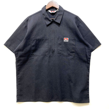 【中古品】【メンズ】 BEN DAVIS ベンデイビス USA製 90S HALF ZIP WORK SS SHIRT ハーフ ジップ ワーク ショートスリーブ シャツ　トップス 半袖 146-260922-yn-11-izu サイズ：L カラー：ブラック 万代Net店