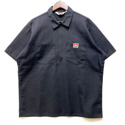 【中古品】【メンズ】 BEN DAVIS ベンデイビス USA製 90S HALF ZIP WORK SS SHIRT ハーフ ジップ ワーク ショートスリーブ シャツ　トップス 半袖 146-260922-yn-11-izu サイズ：L カラー：ブラック 万代Net店