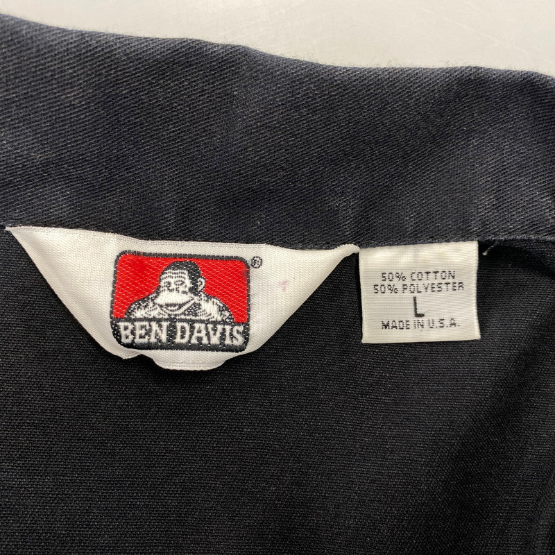 【中古品】【メンズ】 BEN DAVIS ベンデイビス USA製 90S HALF ZIP WORK SS SHIRT ハーフ ジップ ワーク ショートスリーブ シャツ　トップス 半袖 146-260922-yn-11-izu サイズ：L カラー：ブラック 万代Net店