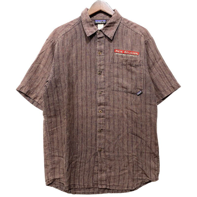 【中古品】【メンズ】 PATAGONIA パタゴニア 5314S6 06SS HEMP STRIPE SS SHIRT ヘンプ ストライプ ショートスリーブ シャツ トップス 半袖 144-260922-yn-12-izu サイズ：L カラー：ブラウン 万代Net店