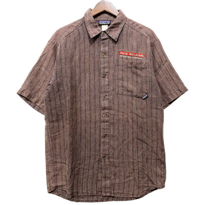 【中古品】【メンズ】 PATAGONIA パタゴニア 5314S6 06SS HEMP STRIPE SS SHIRT ヘンプ ストライプ ショートスリーブ シャツ トップス 半袖 144-260922-yn-12-izu サイズ：L カラー：ブラウン 万代Net店