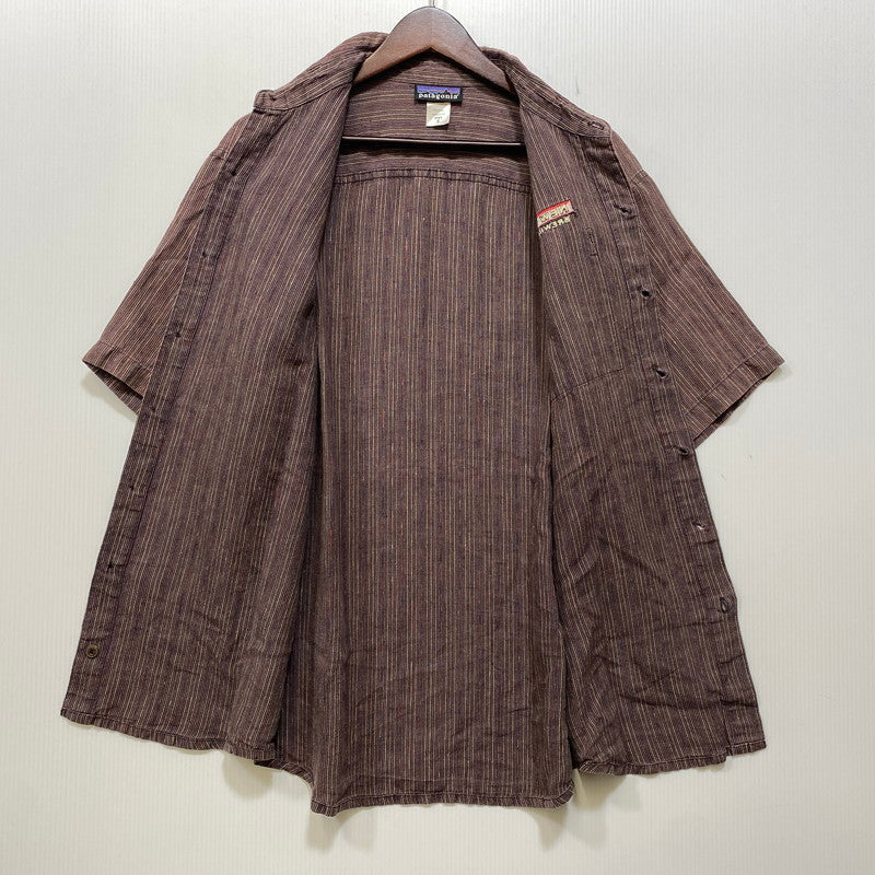 【中古品】【メンズ】 PATAGONIA パタゴニア 5314S6 06SS HEMP STRIPE SS SHIRT ヘンプ ストライプ ショートスリーブ シャツ トップス 半袖 144-260922-yn-12-izu サイズ：L カラー：ブラウン 万代Net店