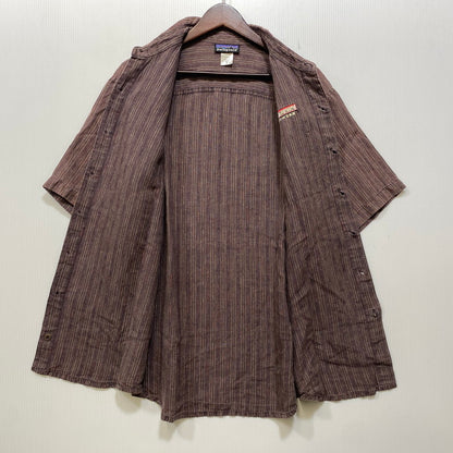 【中古品】【メンズ】 PATAGONIA パタゴニア 5314S6 06SS HEMP STRIPE SS SHIRT ヘンプ ストライプ ショートスリーブ シャツ トップス 半袖 144-260922-yn-12-izu サイズ：L カラー：ブラウン 万代Net店