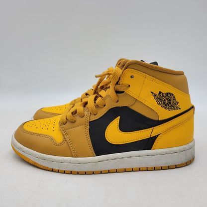 【中古品】【レディース】 NIKE ナイキ WMNS AIR JORDAN 1 MID BQ6472-700 ウィメンズ エア ジョーダン 1 ミッド スニーカー 靴 166-260921-as-23-izu サイズ：23.5cm カラー：UNIVERSITY GOLD/BLACK-WHITE 万代Net店