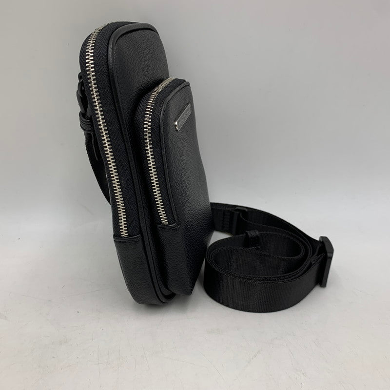 【中古品】【メンズ/レディース】 ARMANI EXCHANGE アルマーニエクスチェンジ LEATHER BODY BAG レザー ボディバッグ カバン 188-260916-yn-04-izu カラー：ブラック 万代Net店