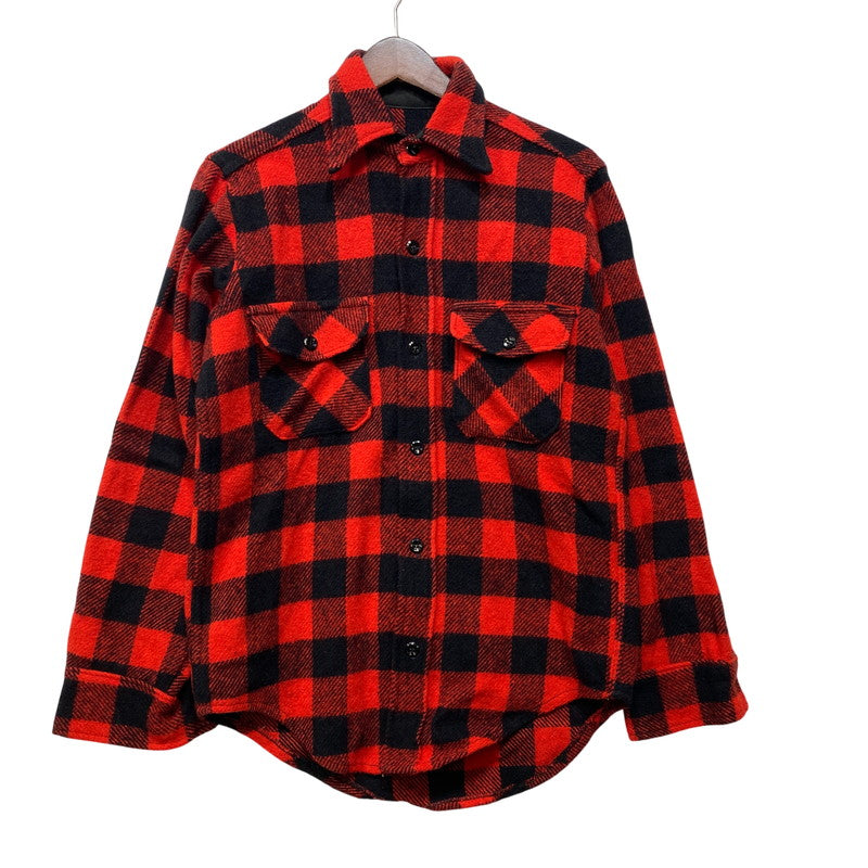 【中古品】【メンズ】 USED WOOL CHEC LS SHIRT ウール チェック ロングスリーブ シャツ トップス 長袖 146-260923-cs-11-izu サイズ：不明 カラー：レッド×ブラック 万代Net店