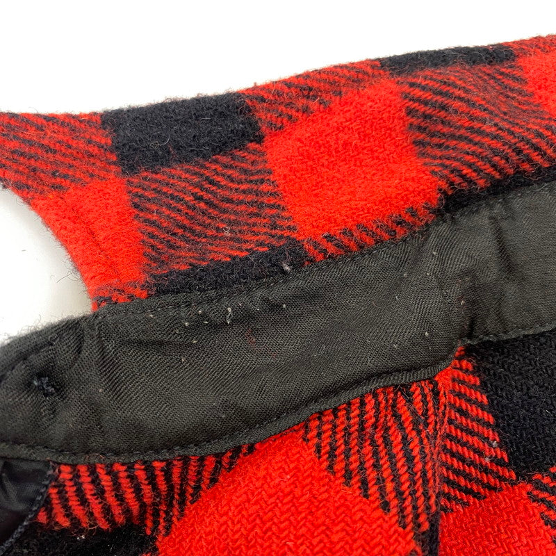 【中古品】【メンズ】 USED WOOL CHEC LS SHIRT ウール チェック ロングスリーブ シャツ トップス 長袖 146-260923-cs-11-izu サイズ：不明 カラー：レッド×ブラック 万代Net店