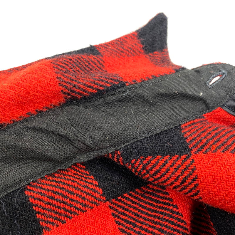 【中古品】【メンズ】 USED WOOL CHEC LS SHIRT ウール チェック ロングスリーブ シャツ トップス 長袖 146-260923-cs-11-izu サイズ：不明 カラー：レッド×ブラック 万代Net店