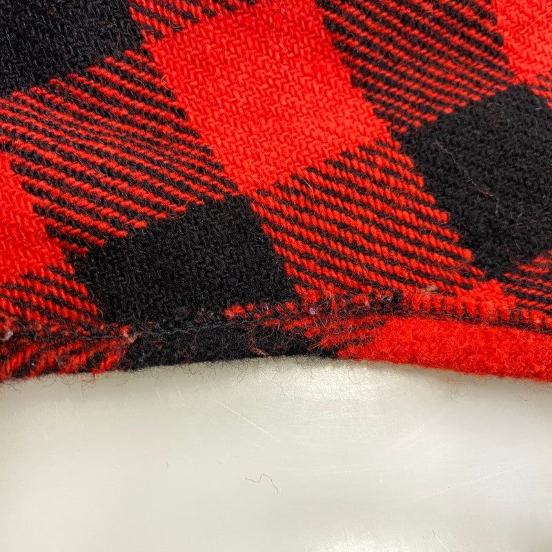 【中古品】【メンズ】 USED WOOL CHEC LS SHIRT ウール チェック ロングスリーブ シャツ トップス 長袖 146-260923-cs-11-izu サイズ：不明 カラー：レッド×ブラック 万代Net店